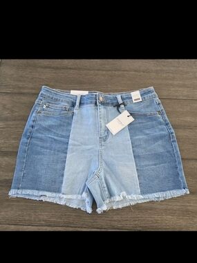 Judy Blue Two Tone Bessie Denim Jean Shorts Cut Off Womens Size XL NEW